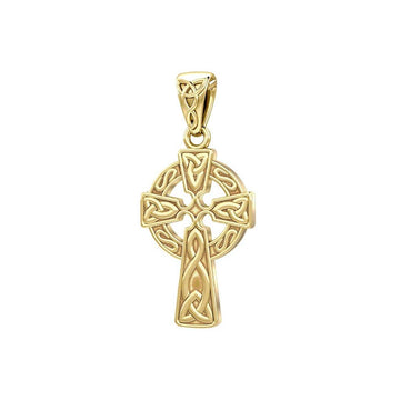 Celtic Knotwork Cross Solid Gold Pendant GTP192 - Jewelry